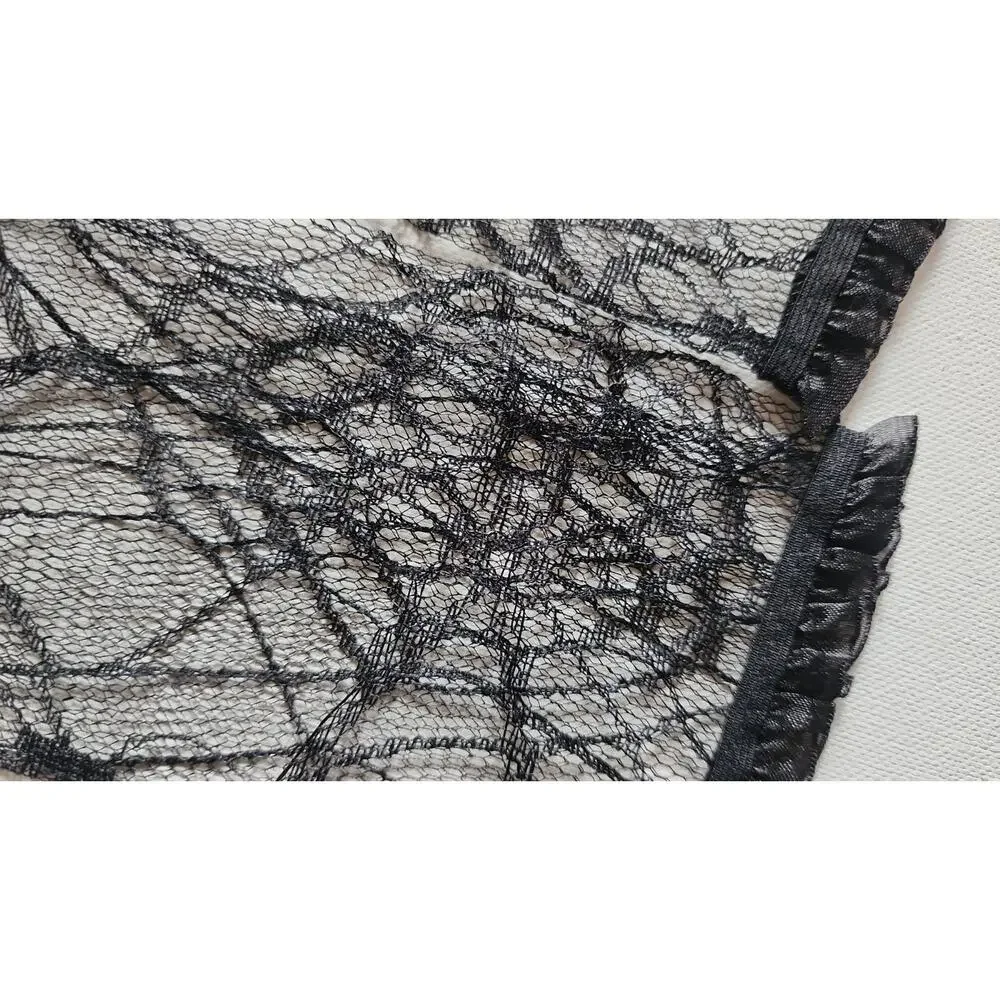 Spirit Halloween Spiderweb Lace Fingerless Gloves Black Gothic Costume OSFM - Picture 3 of 13